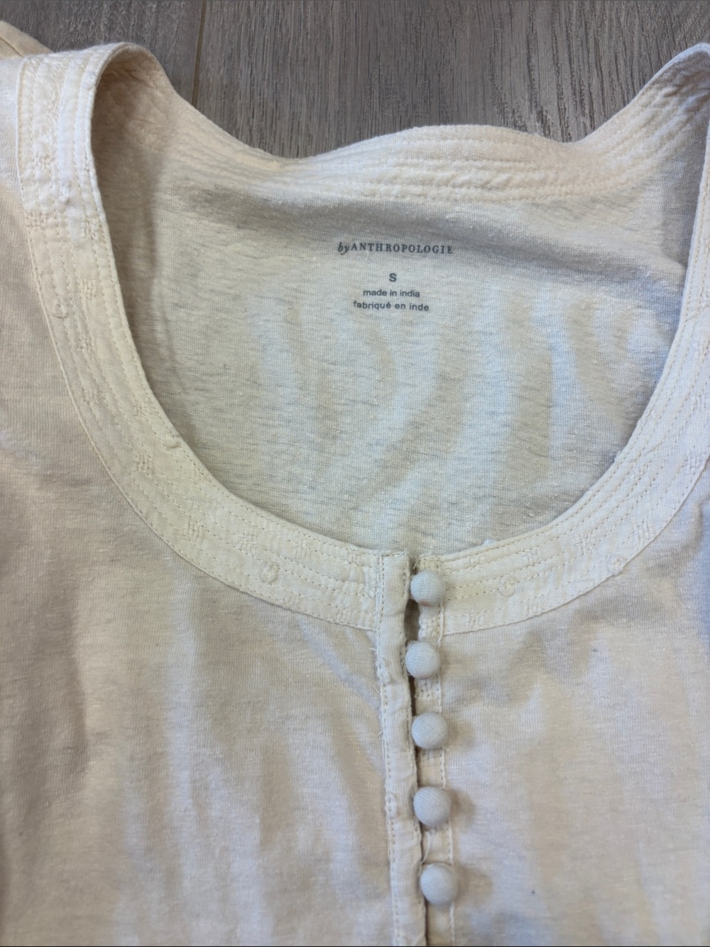 Anthropologie Cream Ruffle Sleeve Top - Picture 6 of 9
